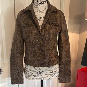 NWOT Coated Denim Snake Print Women's Jacket by WHBM